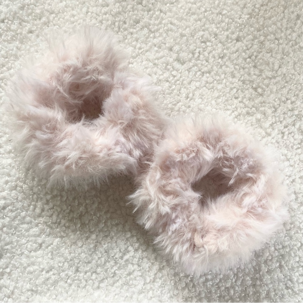 Handmade Blush Pink Faux Fur Scrunchies Set of 2